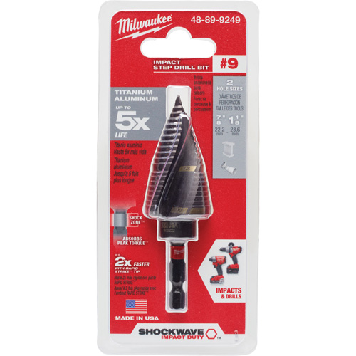 Foret &eacute;tag&eacute; #9 Shockwave Impact Duty, 7/8" - 1-1/8", Incr&eacute;ments de 1/4", Titane Superchem Industries