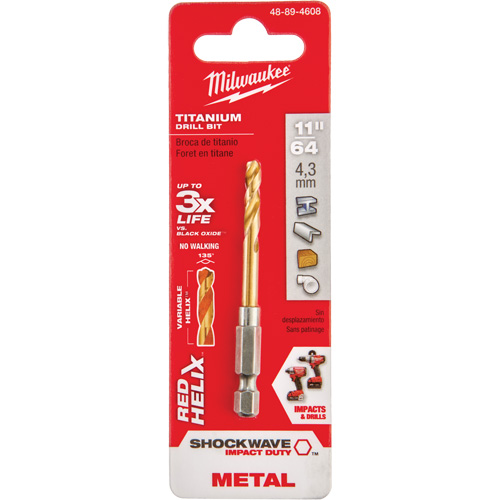 Foret Shockwave, 11/64", Titane, Cannelure 1-3/32", Pointe de 135° Superchem Industries