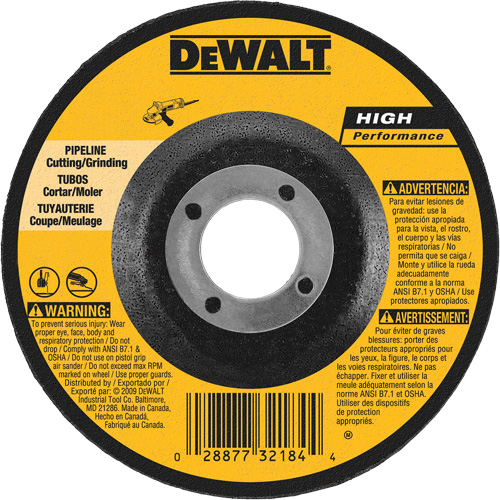 High Performance Pipeline Wheel, 5" x 1/8", 7/8" Arbor, Aluminum Oxide, Type 27 Superchem Industries