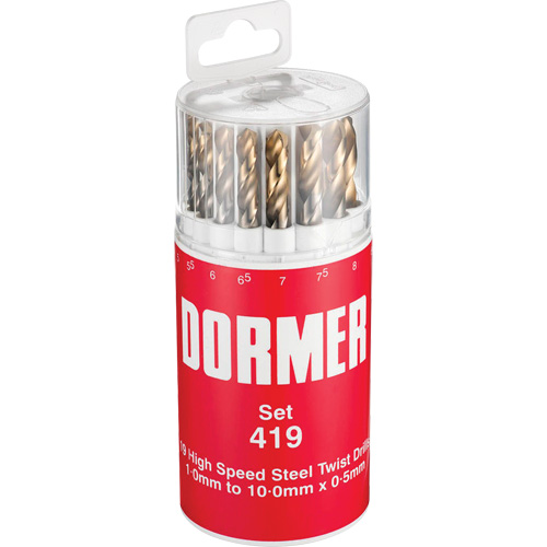 Jobber Drill Bit Set, 19 Pieces, High Speed Steel Superchem Industries
