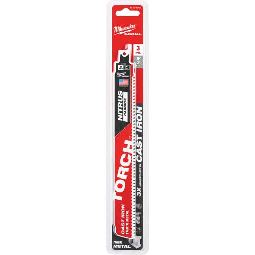 Sawzall&reg; Torch Reciprocating Saw Blades, Carbide, 7 TPI, 9" L x 2" W Superchem Industries