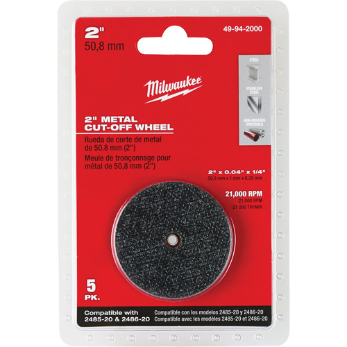 Disque &agrave; tronçonner pour meuleuse &agrave; angle droit M12 Fuel, 2" x 0,04", Arbre de 1/4", Type 1, Oxyde d'aluminium, 21000 Tr/min Superchem Industries