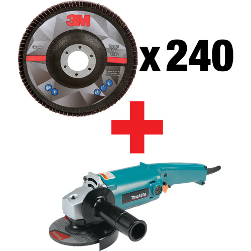 769F Flap Disc & Angle Grinder Kit, 5" x 7/8", Type 29, 40+ Grit, Ceramic Superchem Industries
