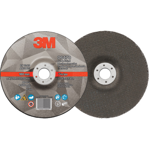 Cut & Grind Wheel, 7" x 1/8", 7/8" Arbor, Type 27, Ceramic Superchem Industries