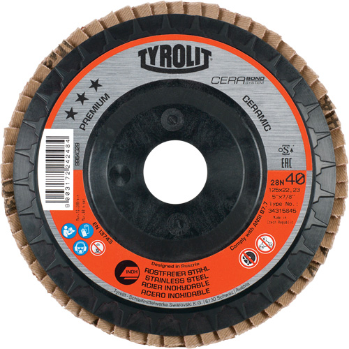 Disque &agrave; lamelles, 4-1/2" x 5/8"-11, Type 27, Grain 40, C&eacute;ramique Superchem Industries