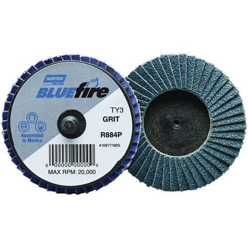 Mini-disque &agrave; lamelles R884P BlueFire, 3" x Type 27, Grain P40, Alumine de zirconium Superchem Industries