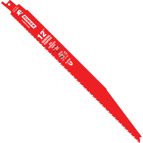 General-Purpose Reciprocating Saw Blade, Bi-Metal, 8-14 TPI, 12" L x 1" W Superchem Industries