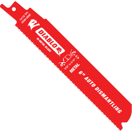 Reciprocating Blade for Auto Dismantling, Bi-Metal, 10-14 TPI, 6" L x 1" W Superchem Industries
