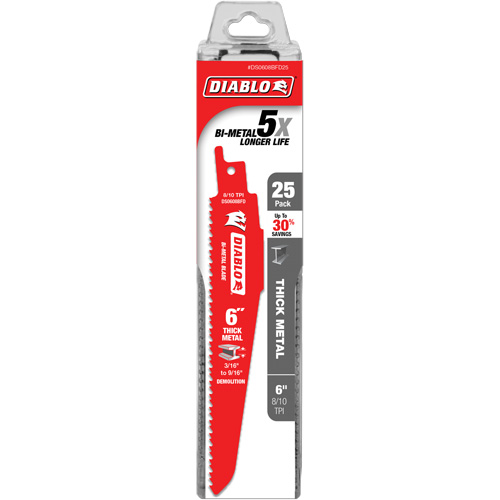 Reciprocating Blade for Thick Metal/Demolition, Bi-Metal, 8-10 TPI, 6" L Superchem Industries