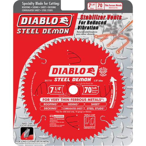 Steel Demon Cutting Saw Blade, 7-1/4", 70 Teeth, Metal Use Superchem Industries