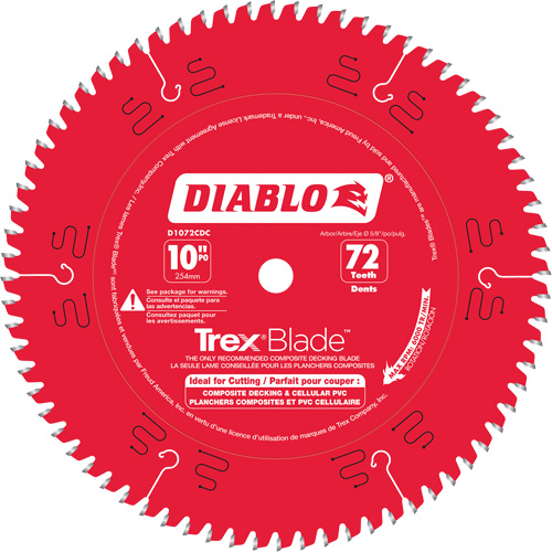 Lame de scie &agrave; d&eacute;couper Trex Blade, 10", 72 dents, Pour Plastique/Plastique Superchem Industries