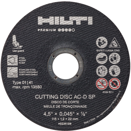 AC-D SP Cut-Off Wheel, 4-1/2" x 0.045", 7/8" Arbor, Type 1, 13580 RPM Superchem Industries