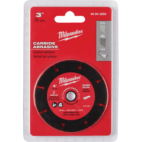 Lame abrasive au carbure, 3" x Arbre de 3/8", Carbure de silicium, 20 000 Tr/min Superchem Industries