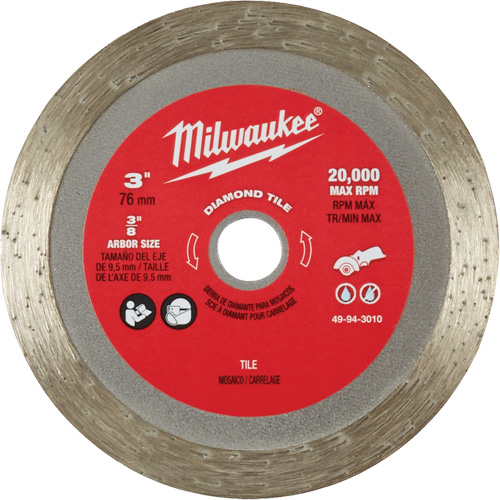Tile Blade, 3" x 3/8" Arbor, Diamond, 20000 RPM Superchem Industries