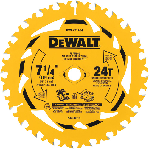 Lame de scie circulaire, 7-1/4", 24 dents, Pour Bois Superchem Industries