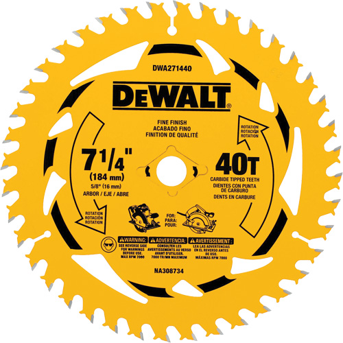 Circular Saw Blade, 7-1/4", 40 Teeth, Wood Use Superchem Industries