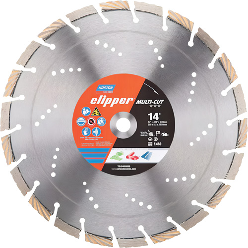 Clipper Multi-Cut Segmented Rim Diamond Blade, 14", Stone/Concrete Use Superchem Industries