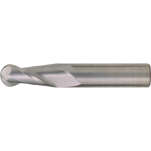 Ball Nose Single End General Purpose End Mill, 1/2" Dia., 4" L, 2 Flutes, Carbide Superchem Industries