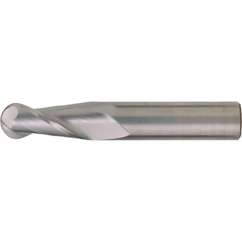 Ball Nose Single End General Purpose End Mill, 1/4" Dia., 4" L, 2 Flutes, 1/4" Shank, Carbide Superchem Industries