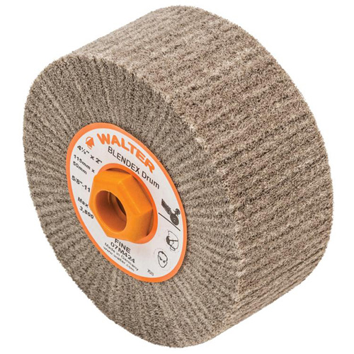 Tambour de conditionnement de surface Blendex, 4-1/2" dia. x 2" la, 5/8"-11 Arbre, Grain Fin Superchem Industries