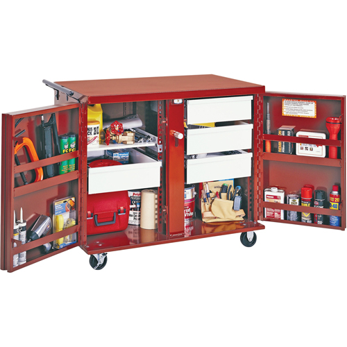 Rolling Work Bench, 43-7/8" W x 40-1/2" H x 26-7/8" D, 21.7 Cubic Feet Capacity Superchem Industries