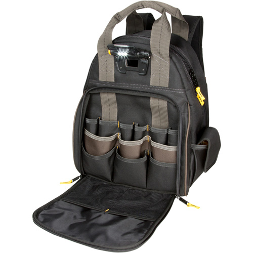 Sacs &agrave; dos pour outils Techgear &agrave; 53 pochettes, 16" lo x 13-1/4" la, Noir, Polyester Superchem Industries
