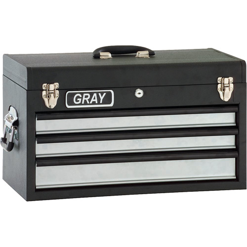Tool Box - 3 Drawers, 10" D x 20-1/2" W x 12" H, Black Superchem Industries
