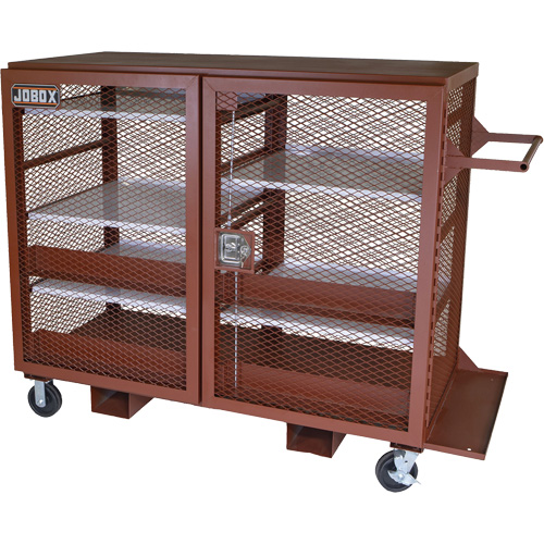 Mobile Mesh Cabinet, Steel, 49 Cubic Feet, Red Superchem Industries