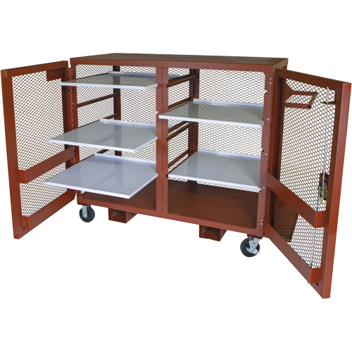 Mobile Mesh Cabinet, Steel, 49 Cubic Feet, Red Superchem Industries