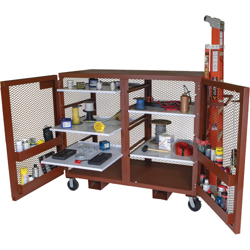 Mobile Mesh Cabinet, Steel, 49 Cubic Feet, Red Superchem Industries
