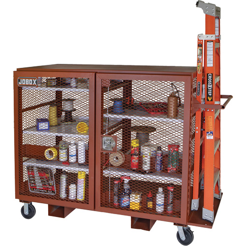 Mobile Mesh Cabinet, Steel, 49 Cubic Feet, Red Superchem Industries