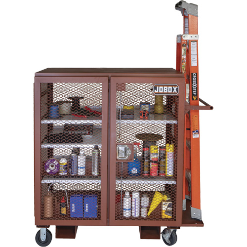Armoire mobile en treillis, Acier, 37 pi³, Rouge Superchem Industries