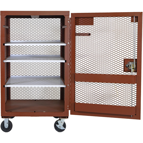 Mobile Mesh Cabinet, Steel, 22 Cubic Feet, Red Superchem Industries