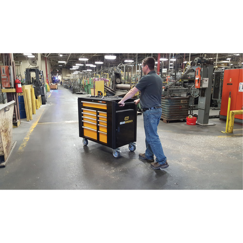 Powered Tool Cart, 11 Drawers, 42-1/2" W x 24-7/16" D x 41" H, Black/Orange Superchem Industries