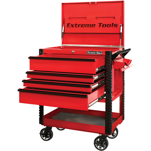 EX Deluxe Series Tool Cart, 4 Drawers, 22-7/8" L x 33" W x 44-1/4" H, Red Superchem Industries