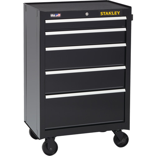 Armoire &agrave; outils roulante de s&eacute;rie 300, 5 tiroirs, 26-1/2" la x 18" p x 40-1/2" h, Noir Superchem Industries