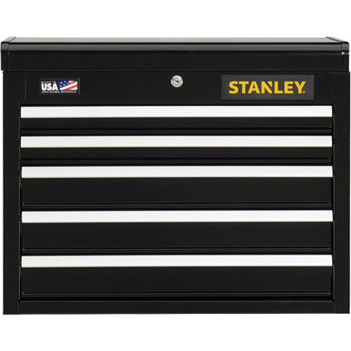 300 Series Tool Chest, 26" W, 5 Drawers, Black Superchem Industries