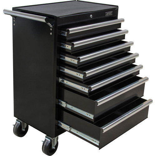 Chariot &agrave; outils industriel, 7 tiroirs, 27" la x 18-3/4" p x 39" h, Noir Superchem Industries