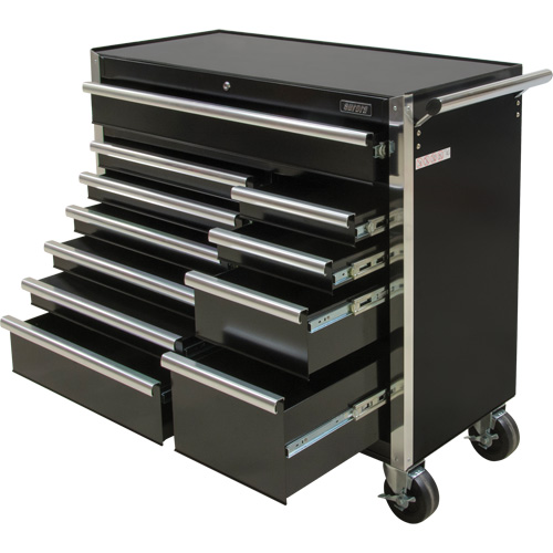 Chariot &agrave; outils industriel, 11 tiroirs, 41" la x 18-3/4" p x 39-1/3" h, Noir Superchem Industries