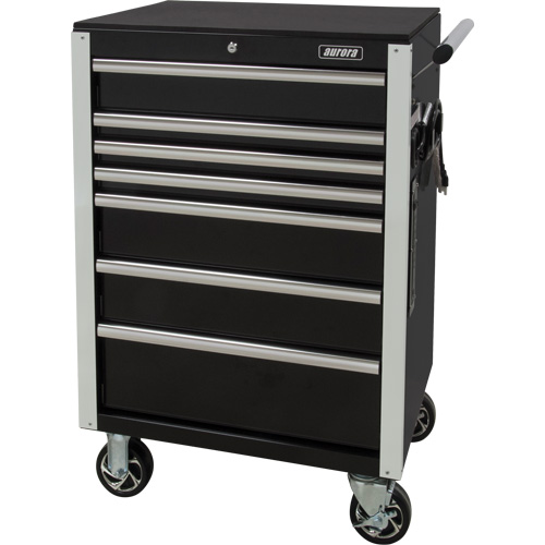 Chariot &agrave; outils &agrave; usage intensif, 7 tiroirs, 28" la x 22" p x 42-3/8" h, Noir Superchem Industries