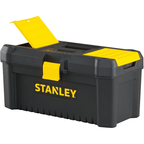 Essential&reg; Tool Box with Tray, 16" W x 8" D x 7-3/10" H, Black/Yellow Superchem Industries