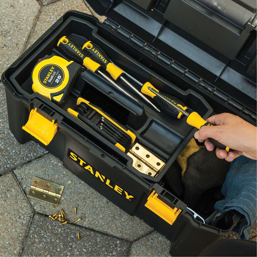 Essential&reg; Tool Box with Tray, 19" W x 9-7/8" D x 9-3/4" H, Black/Yellow Superchem Industries
