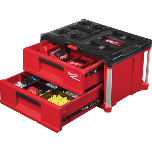 Boîte &agrave; outils avec 2 tiroirs Packout, 16-1/3" x 14-1/3" x 22-1/5", Rouge Superchem Industries