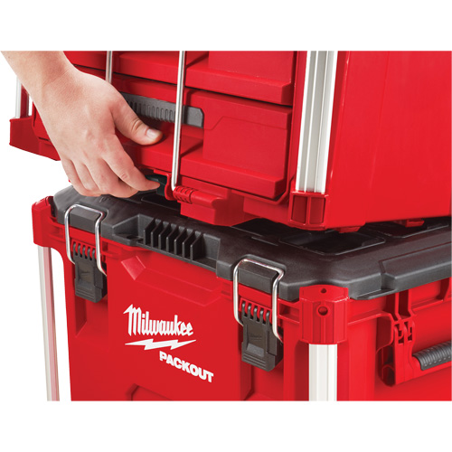 Boîte &agrave; outils avec 3 tiroirs Packout, 16-1/3" x 14-1/3" x 22-1/5", Noir/Rouge Superchem Industries