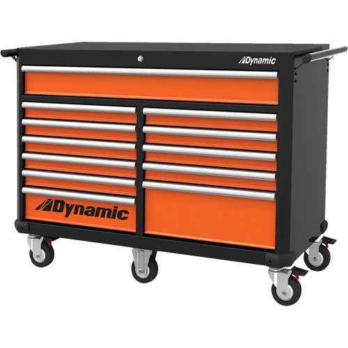 Armoire roulante, 12 tiroirs, 53" la x 24" p x 41" h, Noir/Orange Superchem Industries