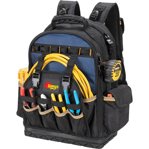 Sac &agrave; dos &agrave; outils &agrave; base moul&eacute;e, 18" lo x 13" la, Noir/Bleu, Balistique/Polyester Superchem Industries