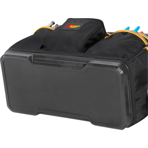 Molded Base Contractor's Closed-Top Tool Bag, Ballistic Polyester, 29 Pockets, Black/Blue Superchem Industries
