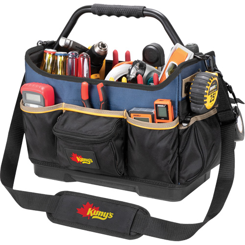 Molded Base Open-Top Tool Box, Ballistic Polyester, 17 Pockets, Black/Blue Superchem Industries