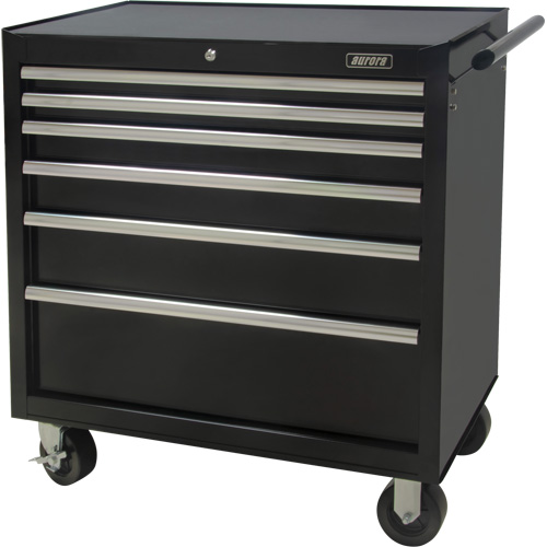 Industrial Tool Cart, 6 Drawers, 39" W x 20-4/5" D x 38-1/2" H, Black Superchem Industries