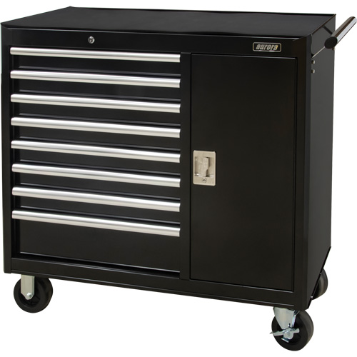 Industrial Tool Cart, 8 Drawers, 44-3/10" W x 21-1/10" D x 36-7/10" H, Black Superchem Industries